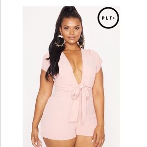 Dusty Pink deep v  Romper Pretty Little Things- 16